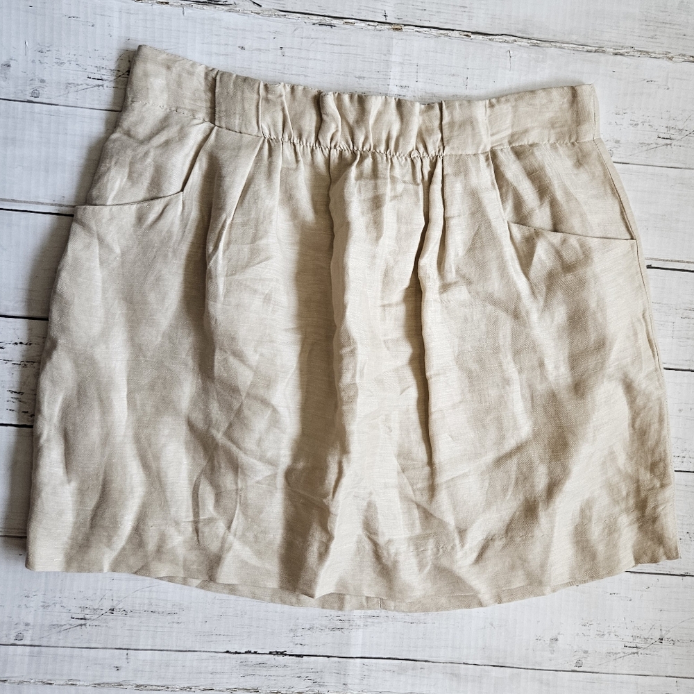 J. Crew Linen And Silk Blend Beige Skirt‎ Size 2